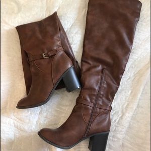 Knee high pleather boots